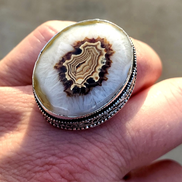 New Oversized Solar Agate 925 Silver Statement Ring. - Picture 15 of 15